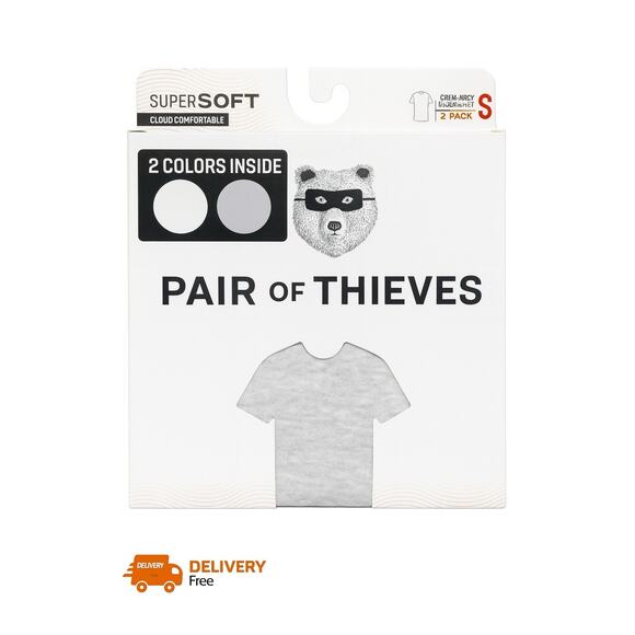 Pair of thieves Mens Crew Neck Underwear Shirt, Size M super soft gray/white - Picture 1 of 4